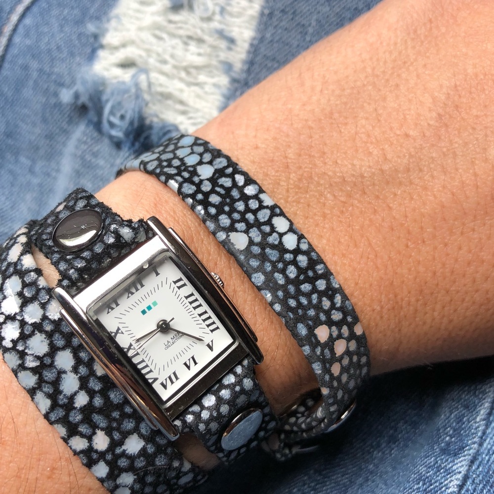 La Mer Collections wrap style leather watch